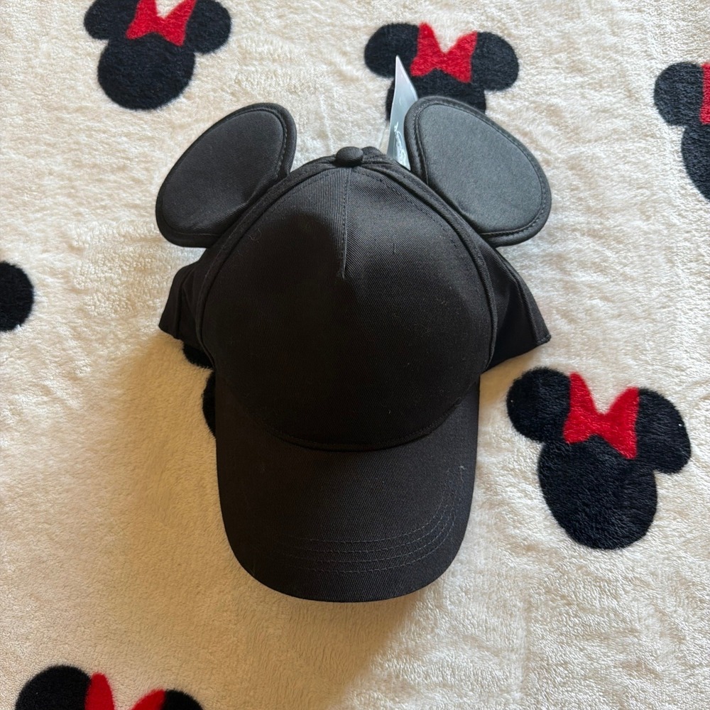 Disney Parks Mickey Mouse Ear Hat Black Baseball Cap Adult Adjustable New - U723